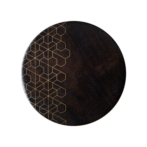 Round Wooden Wall Hook with Brass Inlay